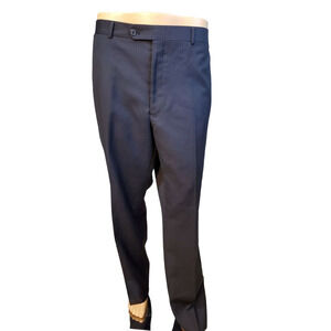 Tommy Hilfiger Tyler MEN 100% Worsted Wool FLAT FRONT Pants NAVY STRIPES 40X30